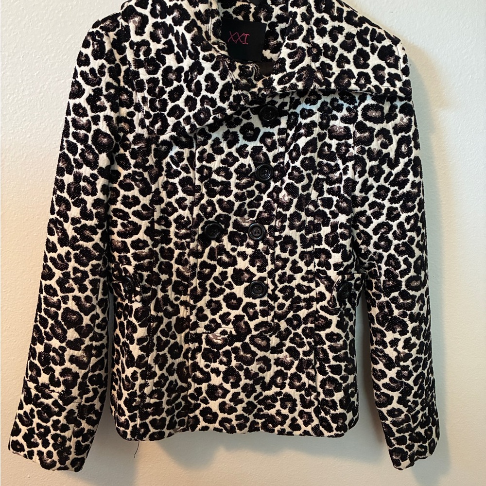 Forever 21 Animal Print Pea Coat